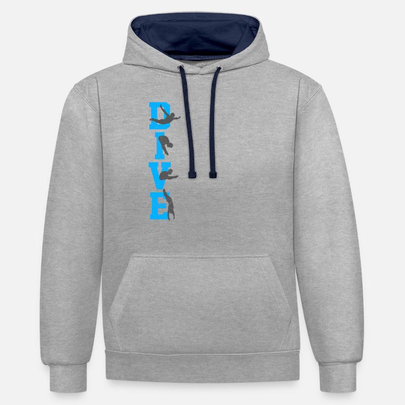 PLONGÉE - Plongée - Sweat à capuche contrasté - gris chiné/bleu marine