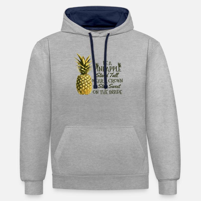 ananas - Sweat à capuche contrasté - gris chiné/bleu marine