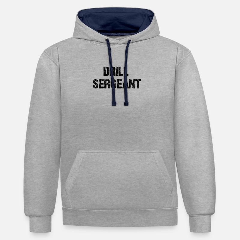 Disstressed Drill Sergeant Schriftzug - Kontrast-Hoodie - Grau meliert/Navy
