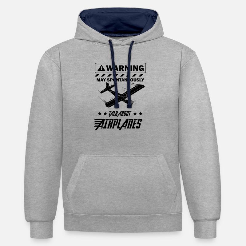 Pilot Piloten Flugzeug Geschenkidee - Kontrast-Hoodie - Grau meliert/Navy