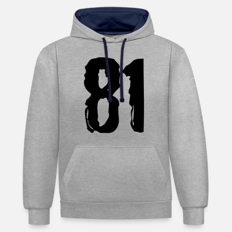 Maillot à 81 chiffres - Sweat à capuche contrasté - gris chiné/bleu marine