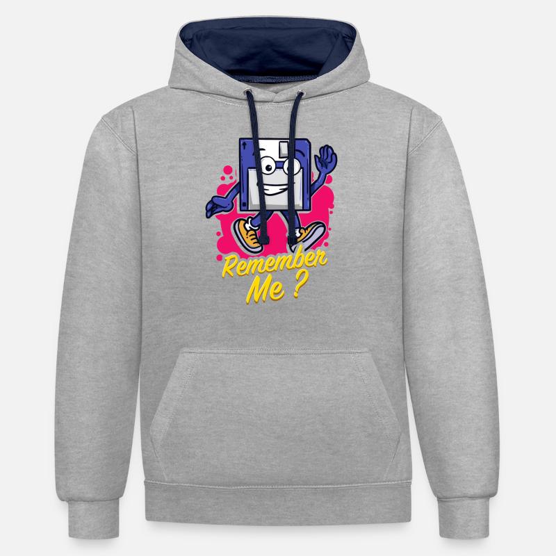Programmierer Retro-diskette Floppy disc - Kontrast-Hoodie - Grau meliert/Navy