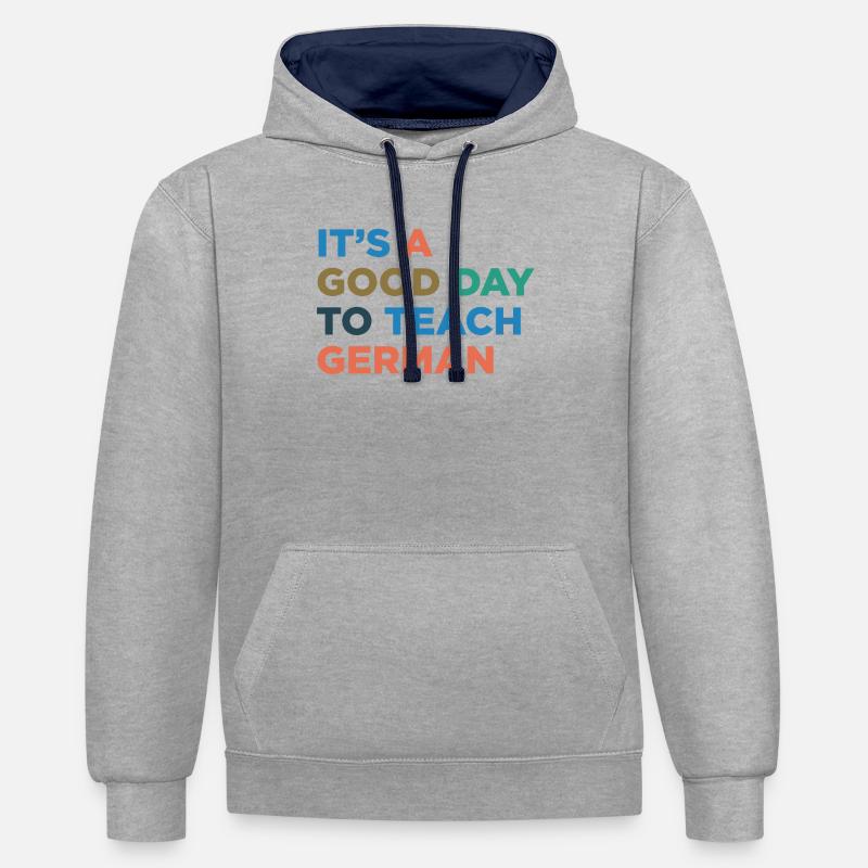Enseigner aux professeurs d’allemand - Sweat à capuche contrasté - gris chiné/bleu marine