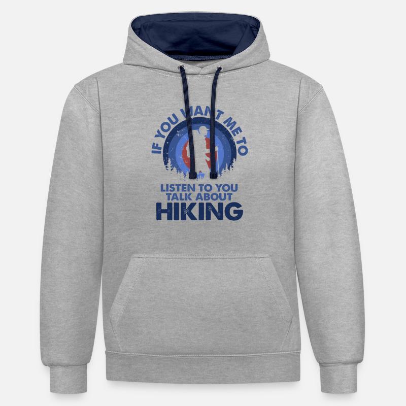 Je veux entendre parler errer - Sweat à capuche contrasté - gris chiné/bleu marine