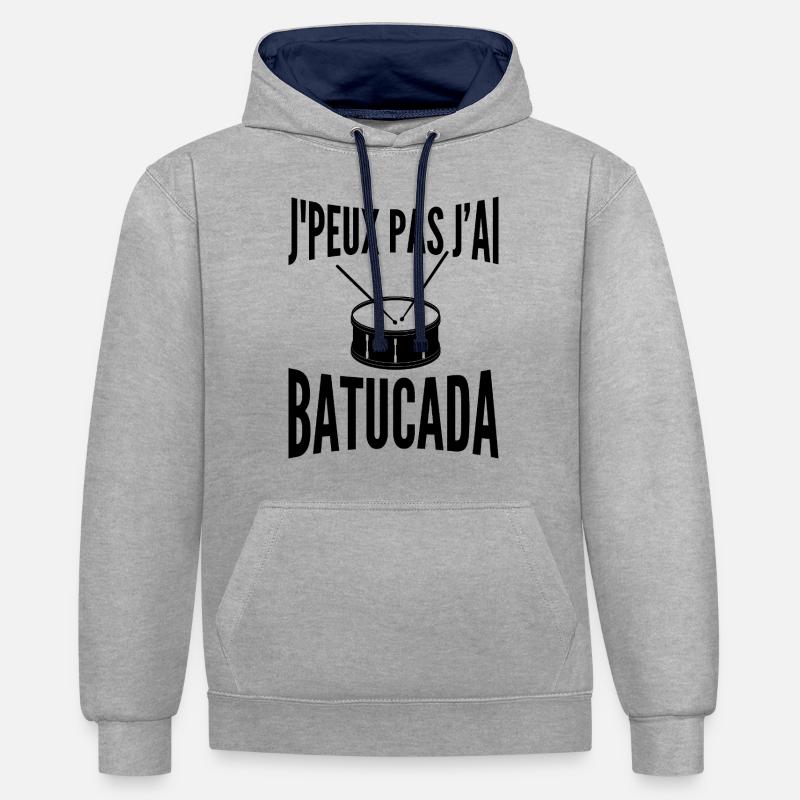 Batucada | Percussion | Samba - Sweat à capuche contrasté - gris chiné/bleu marine
