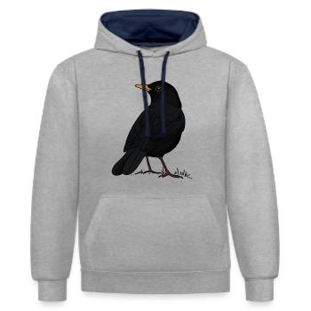 Amsel - Kontrast-Hoodie - Grau meliert/Navy - Vorne - Liana (172cm) & Jaron (178cm)