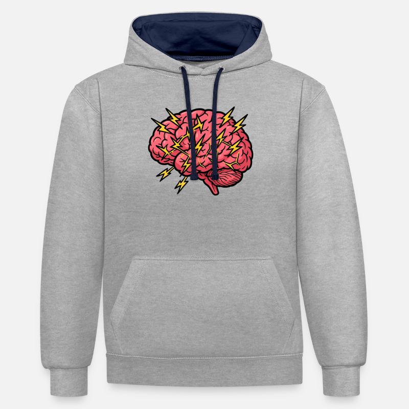 Blitzbrain Pop Art - Sweat à capuche contrasté - gris chiné/bleu marine