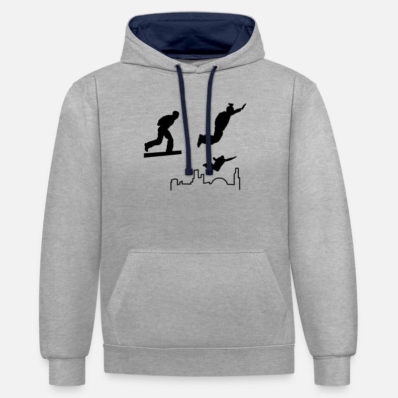 Saut de base - Sweat à capuche contrasté - gris chiné/bleu marine