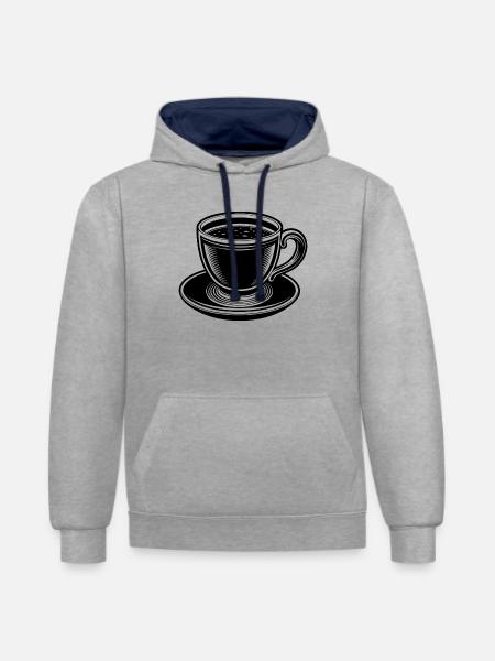 Coffee cup - Contrast hoodie - heather grey/navy