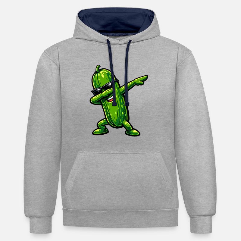 Tamponnement du concombre - Sweat à capuche contrasté - gris chiné/bleu marine