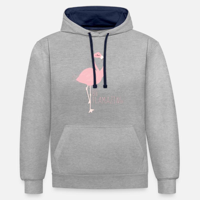flamant - Sweat à capuche contrasté - gris chiné/bleu marine