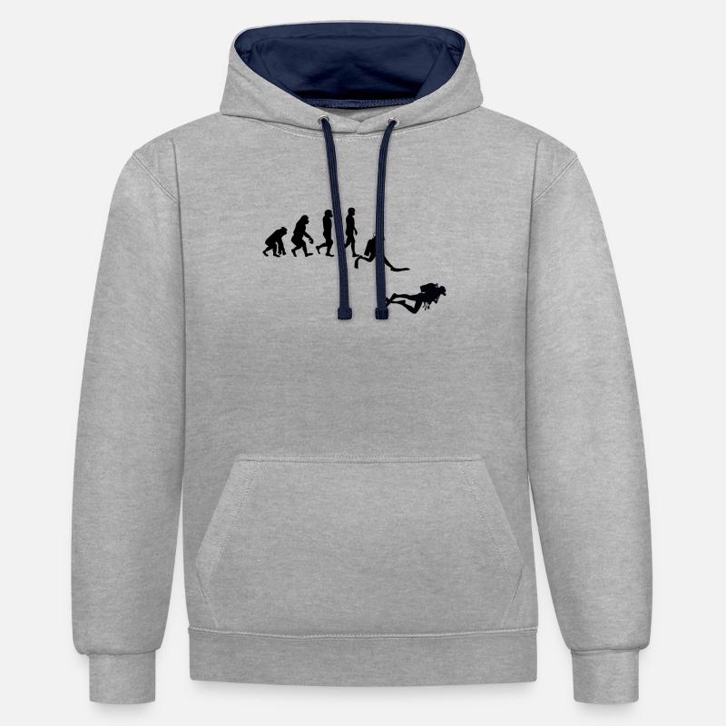 Evolution Plongée - Sweat à capuche contrasté - gris chiné/bleu marine
