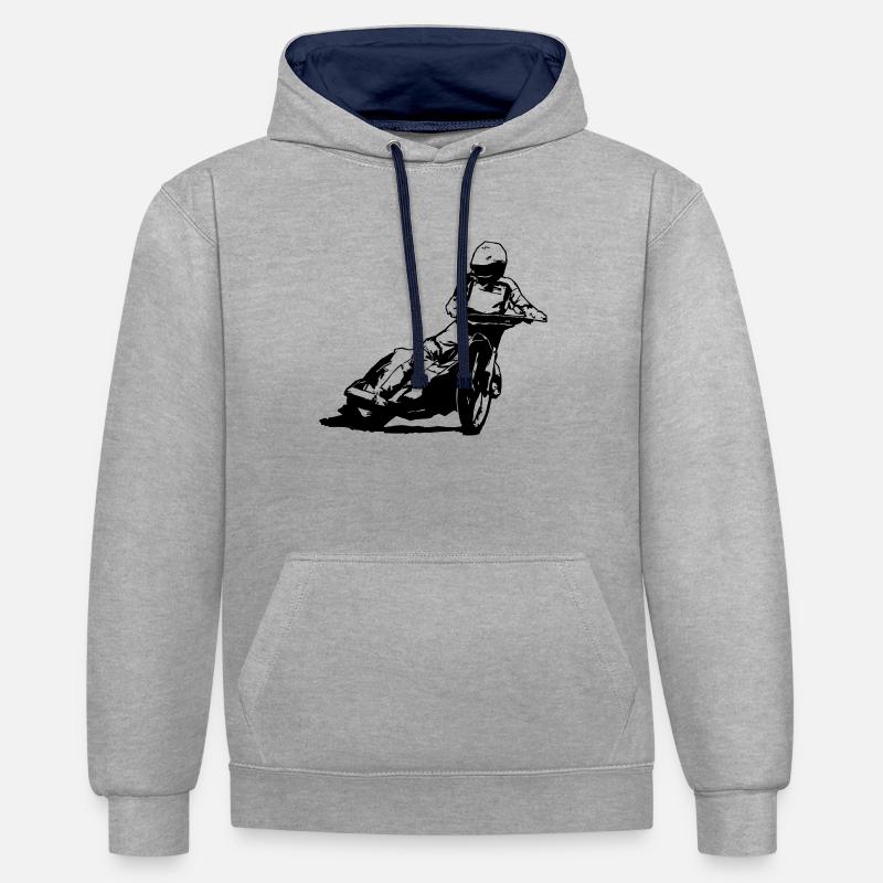 Speedway Racer - Sweat à capuche contrasté - gris chiné/bleu marine