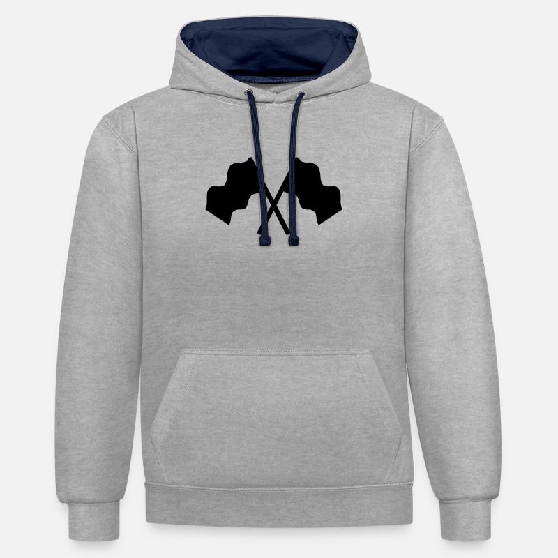 drapeau - Sweat à capuche contrasté - gris chiné/bleu marine