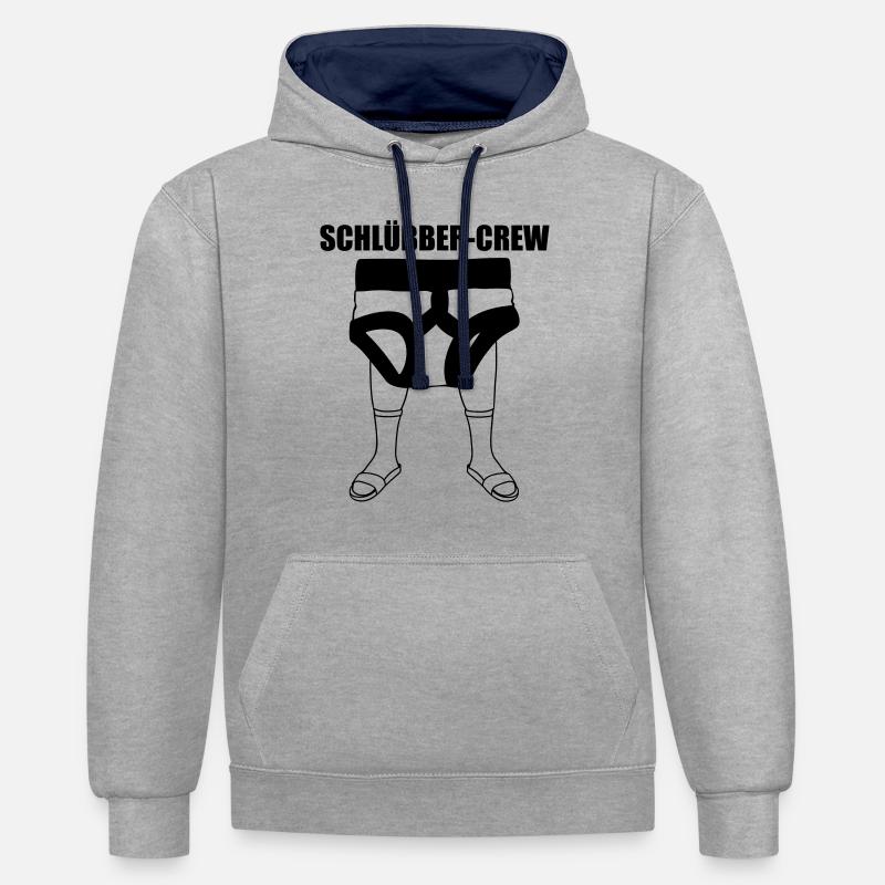 chaussettes blanches - Sweat à capuche contrasté - gris chiné/bleu marine