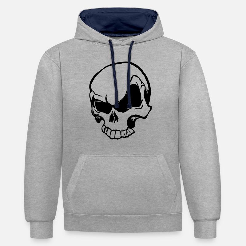 Skull - Sweat à capuche contrasté - gris chiné/bleu marine