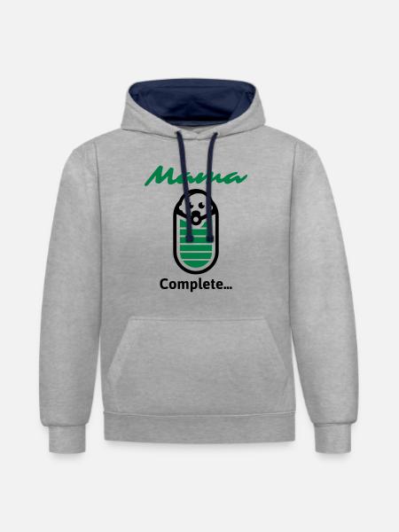 Mama Complete... - Kontrast-Hoodie - Grau meliert/Navy