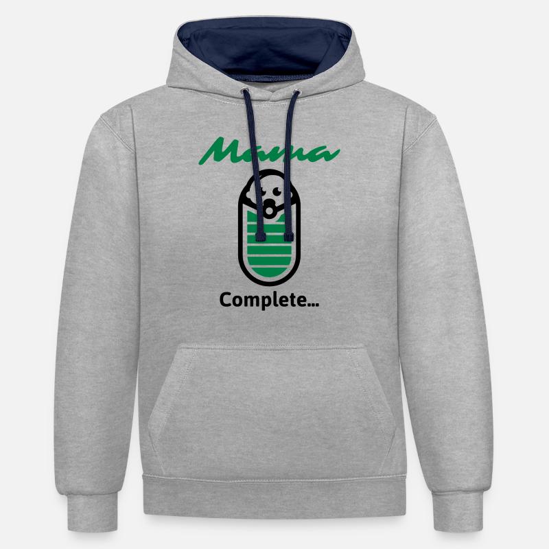 Mama complète ... - Sweat à capuche contrasté - gris chiné/bleu marine