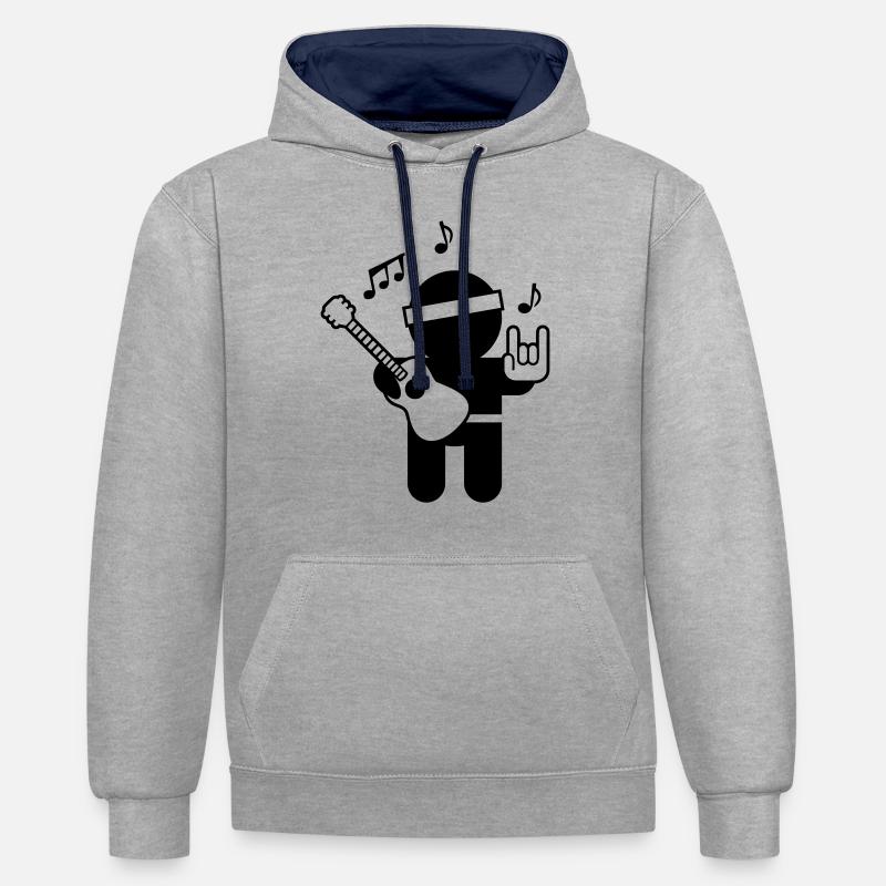 Menschen & Berufe: der Musiker - Sweat à capuche contrasté - gris chiné/bleu marine