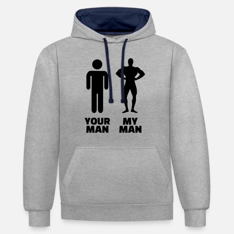 Your Man my Man - Sweat à capuche contrasté - gris chiné/bleu marine