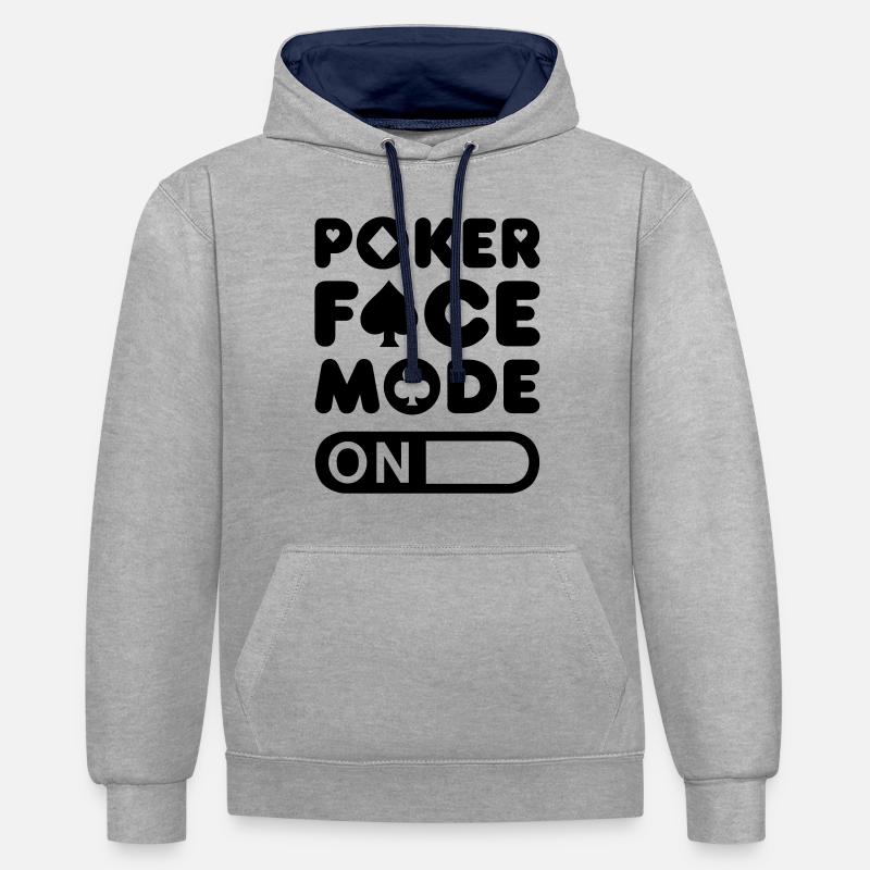 Poker Face Mode - Sweat à capuche contrasté - gris chiné/bleu marine