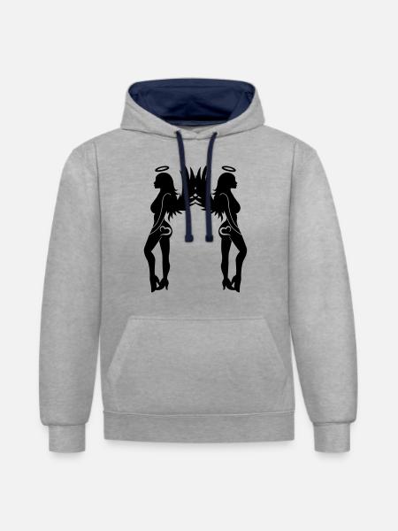 sexy_angel_woman_02 - Kontrast-Hoodie - Grau meliert/Navy