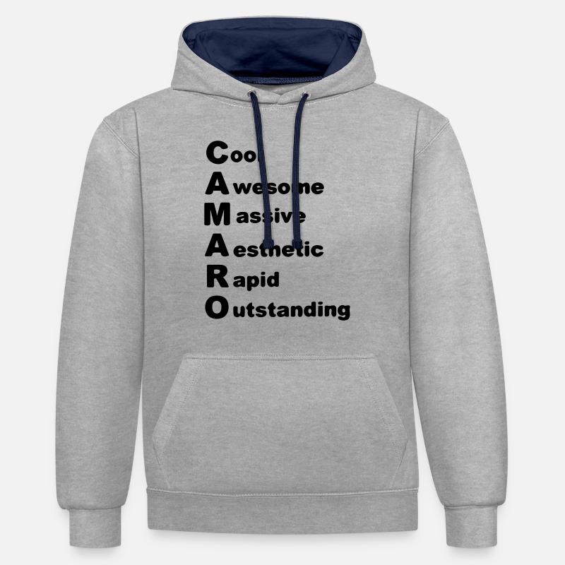 Camaro - Sweat à capuche contrasté - gris chiné/bleu marine