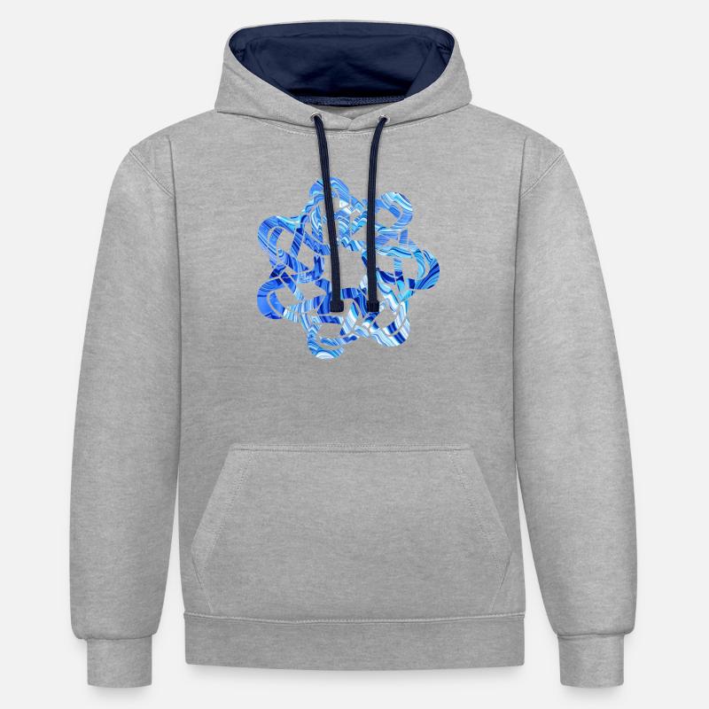 noeud celtique 9 e 80 - Sweat à capuche contrasté - gris chiné/bleu marine