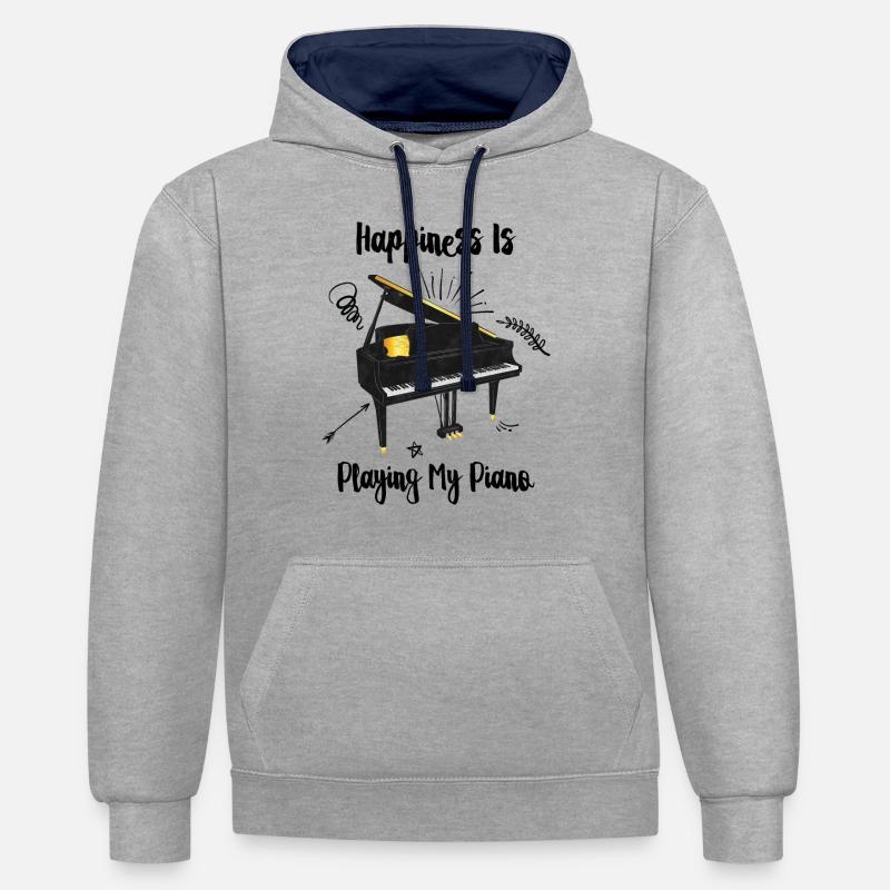 Jouer de mon piano - Sweat à capuche contrasté - gris chiné/bleu marine