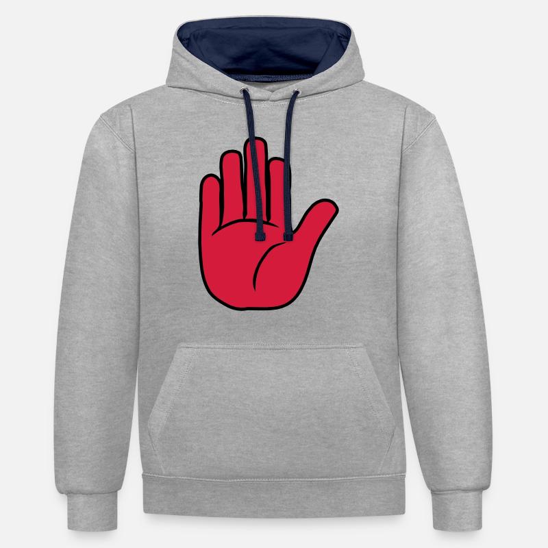 Panneau d’arrêt de la main - Sweat à capuche contrasté - gris chiné/bleu marine