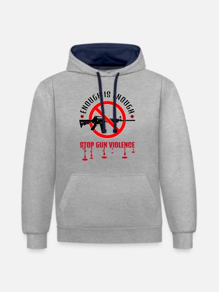 STOP VOLD MED SKYDEVÅBEN | NOK ER NOK - Kontrast-hoodie - grå meleret/marineblå