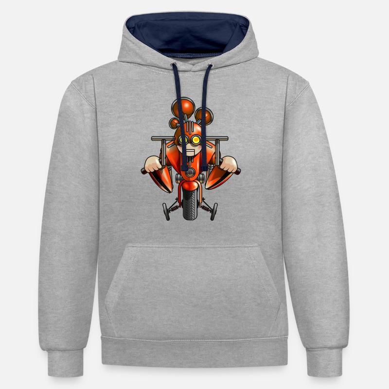Tricix - Sweat à capuche contrasté - gris chiné/bleu marine