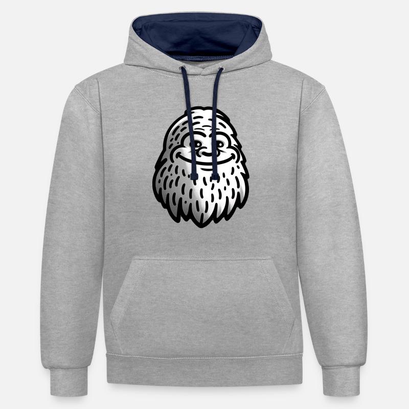Yéti souriant - Observation d’un Sasquatch - Sweat à capuche contrasté - gris chiné/bleu marine
