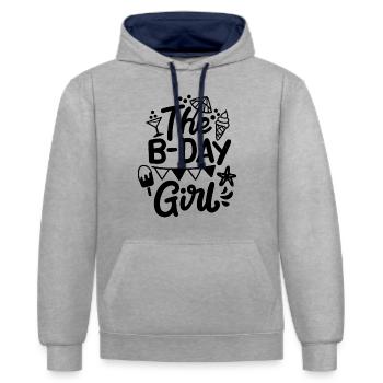 The b-day girl - Kontrast-Hoodie - Grau meliert/Navy - Vorne - Liana (172cm) & Jaron (178cm)
