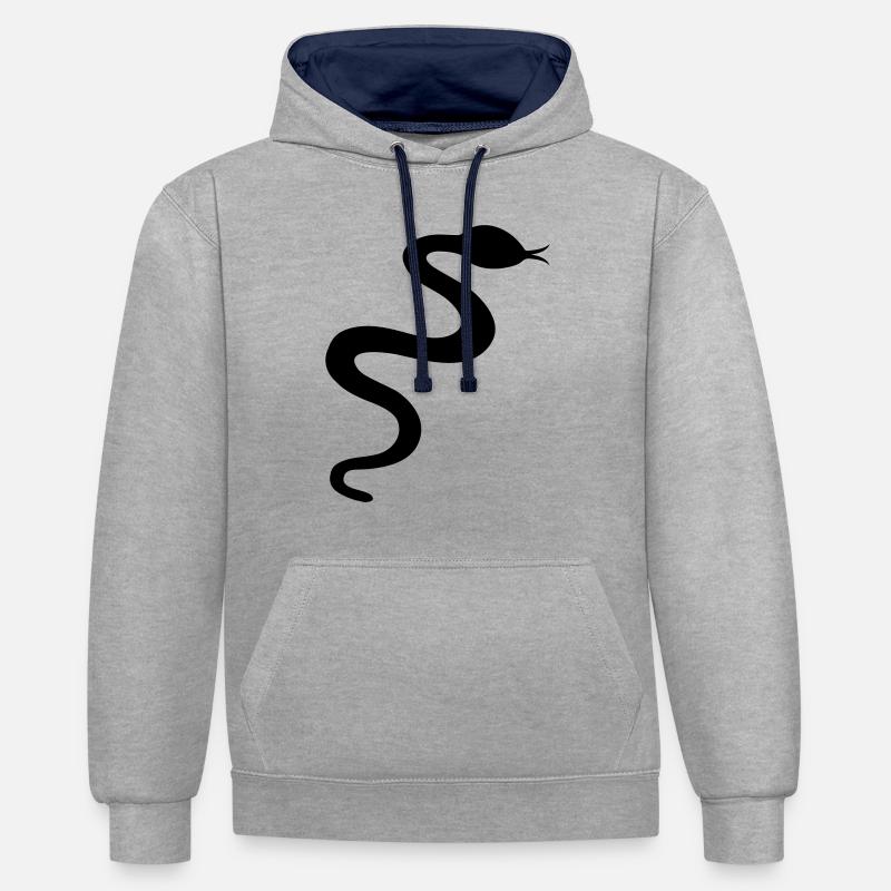 serpent - Sweat à capuche contrasté - gris chiné/bleu marine