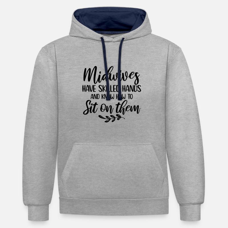 Jordemoder - Kontrast-hoodie - grå meleret/marineblå