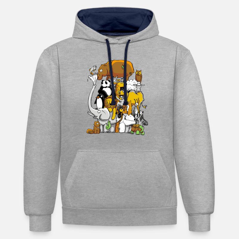 Vie sauvage - Sweat à capuche contrasté - gris chiné/bleu marine
