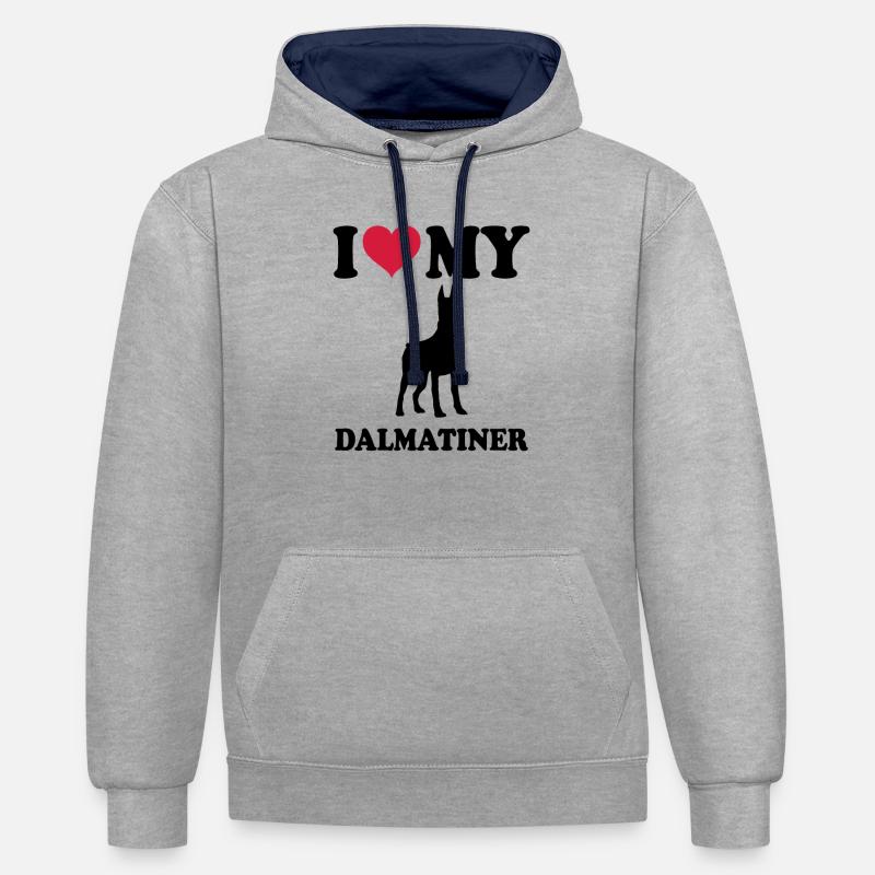Doberman - Sweat à capuche contrasté - gris chiné/bleu marine