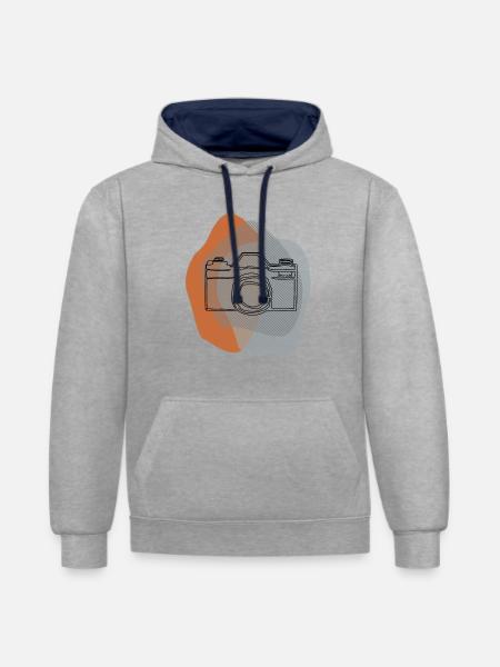 Creativ [Orange] - Kontrast-Hoodie - Grau meliert/Navy