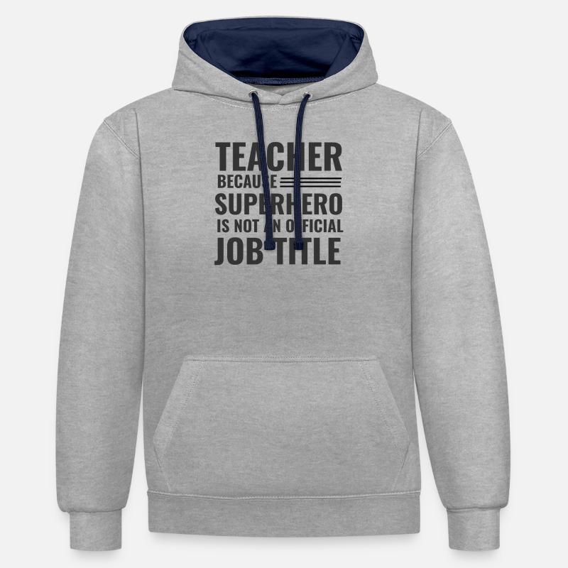 Enseignants - Sweat à capuche contrasté - gris chiné/bleu marine