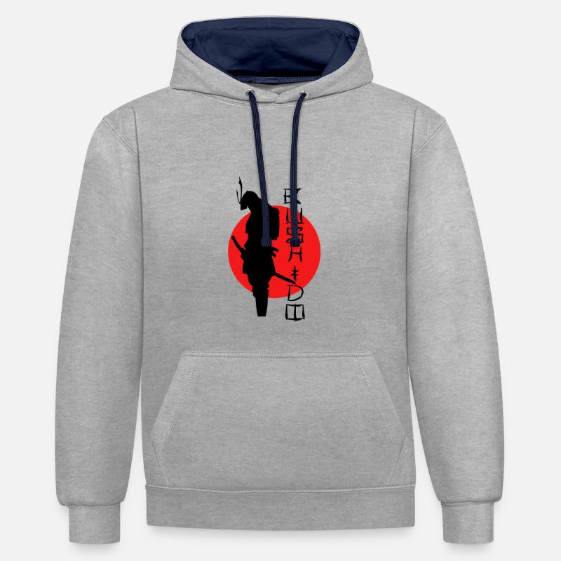Bushido Samurai - Sweat à capuche contrasté - gris chiné/bleu marine