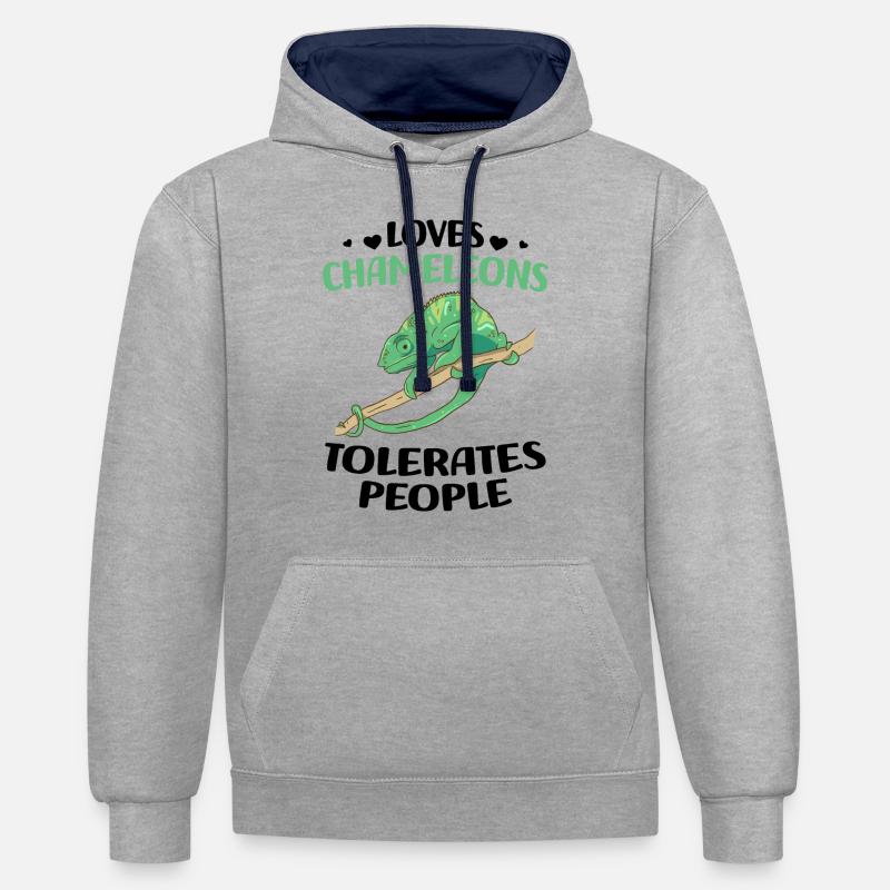 Caméléon - Sweat à capuche contrasté - gris chiné/bleu marine