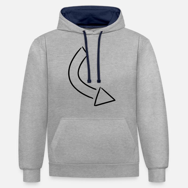 Flèche dessin croquis noir - Sweat à capuche contrasté - gris chiné/bleu marine