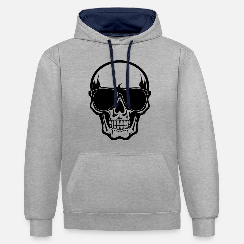 Skull Cool - Sweat à capuche contrasté - gris chiné/bleu marine