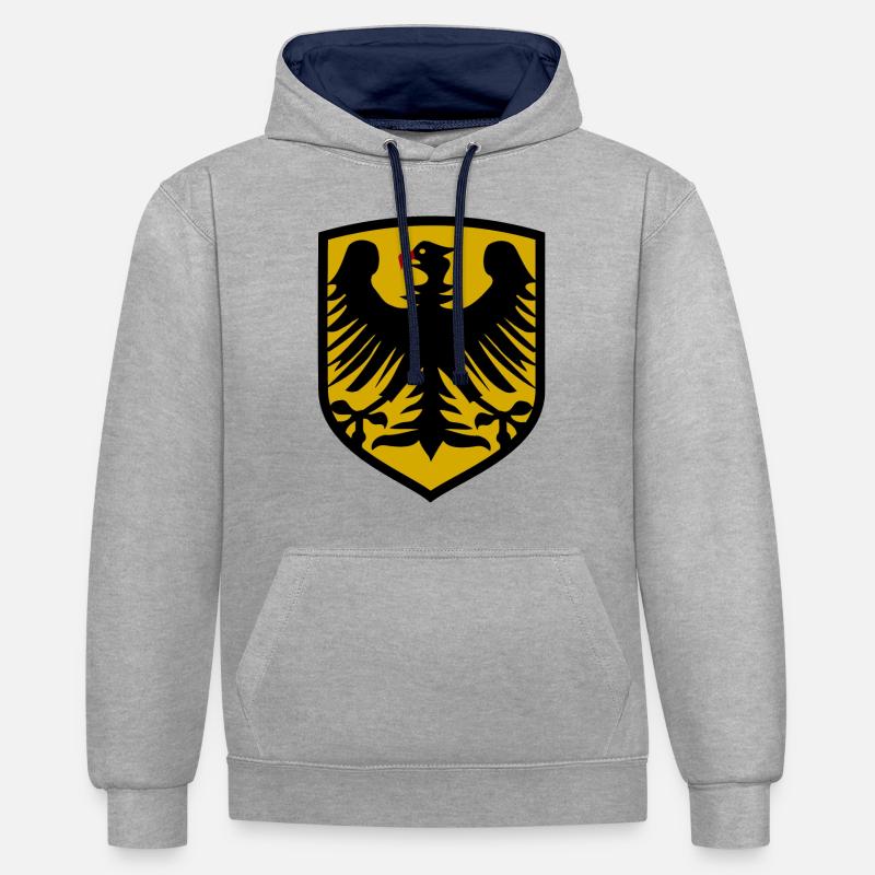 Les supporters allemands - Sweat à capuche contrasté - gris chiné/bleu marine