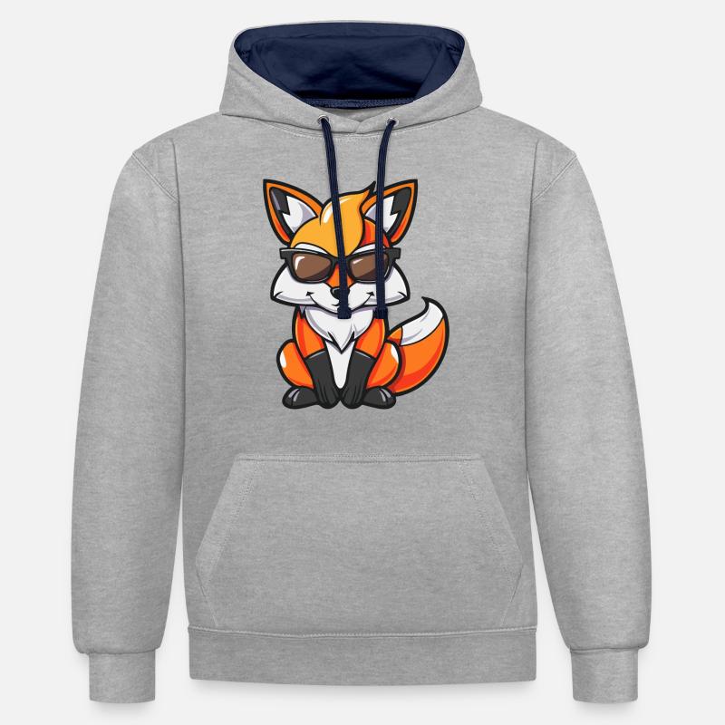 Bande dessinée Fox Cool - Sweat à capuche contrasté - gris chiné/bleu marine