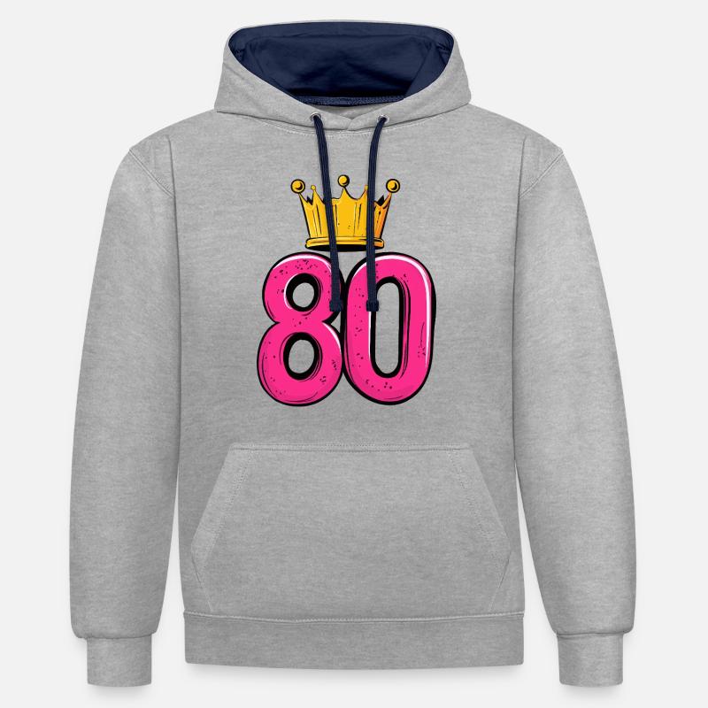 Couronne à 80 chiffres - Sweat à capuche contrasté - gris chiné/bleu marine