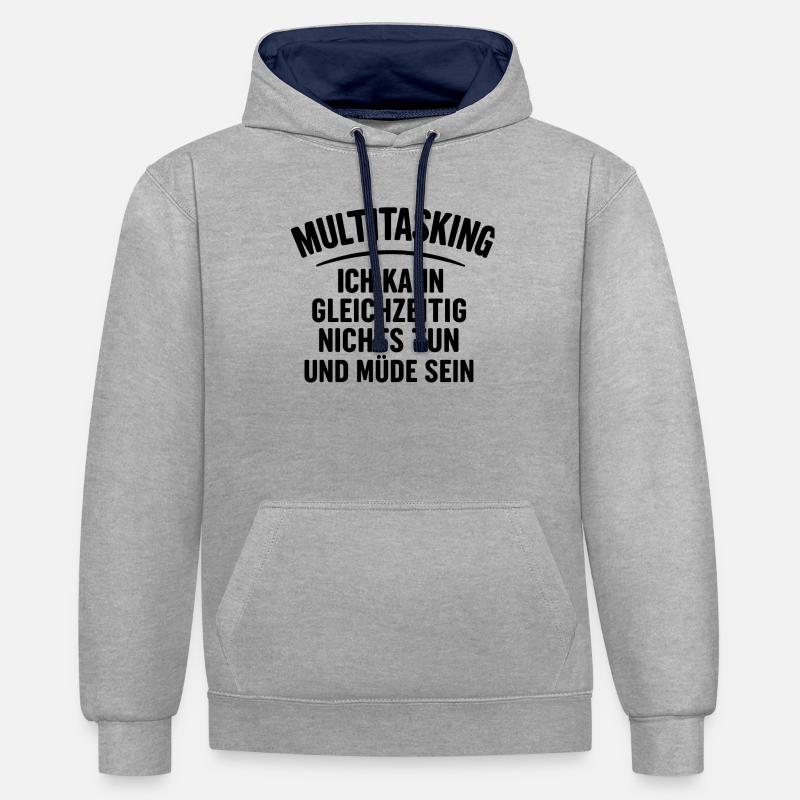 multitâche - Sweat à capuche contrasté - gris chiné/bleu marine