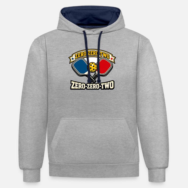 Zero-Zero-Two Paddelball Emblem - Kontrast-Hoodie - Grau meliert/Navy