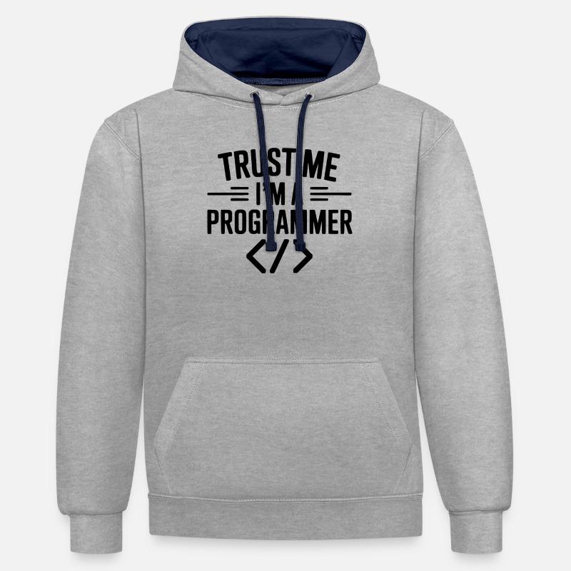 Croyez-moi, je suis programmeur - Sweat à capuche contrasté - gris chiné/bleu marine
